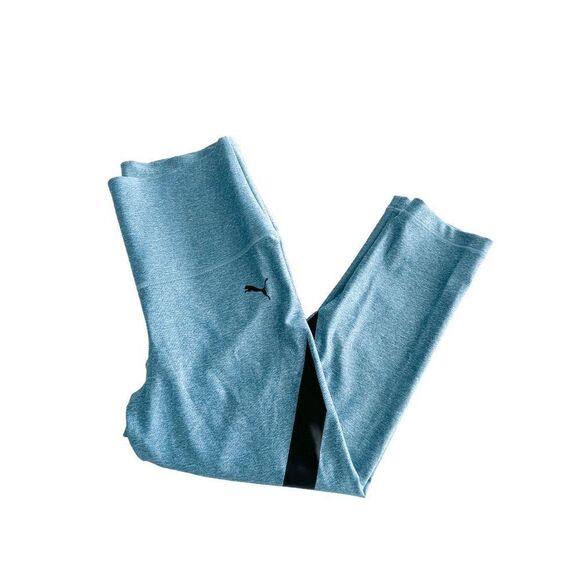 Puma Womens Leggings Cropped Power Shaped Stretch Waist Teal Heather S NWT - Picture 1 of 10